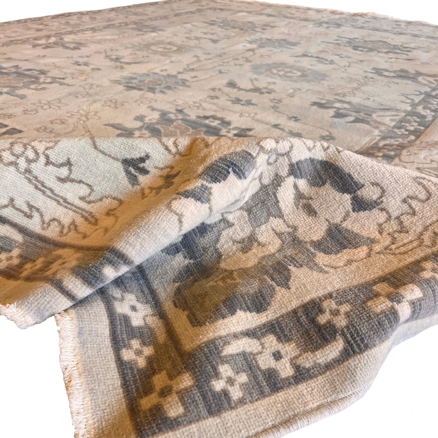 Cooper Ivory & Blue Lotus Vine Rug | Fine Rugs of Charleston